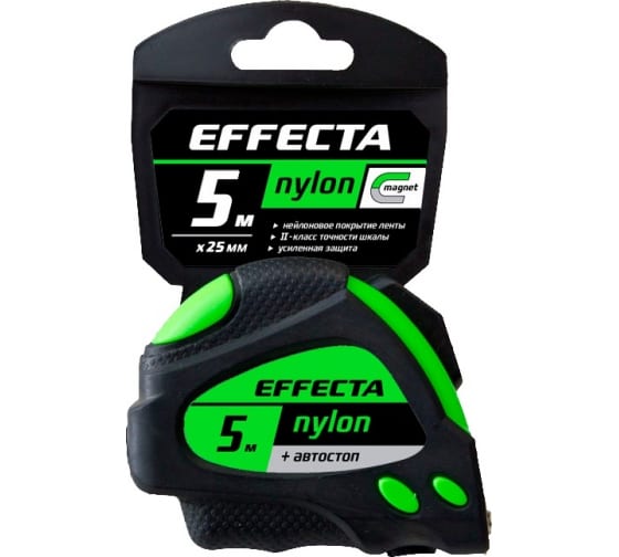 Рулетка  5м 25мм с магнитом,автостоп EFFECTA Nylon 580525