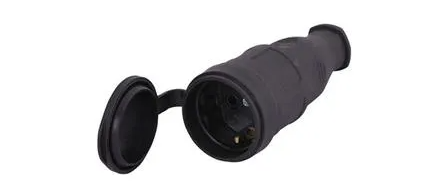 Розетка переносная каучук с з/к с крышкой 16А 230В IP44 AY-KA 210512
