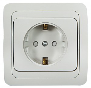 Евророзетка 1СП белая земля,шторки,керамика Classico 2028x 16А IP20 ASD/InHome 582412