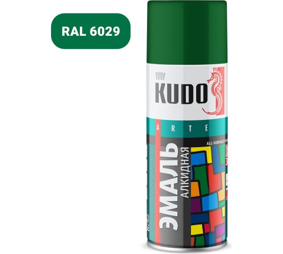 Эмаль-спрей зеленая 470мл RAL6029 KU-10081 KUDO (1уп-12шт)