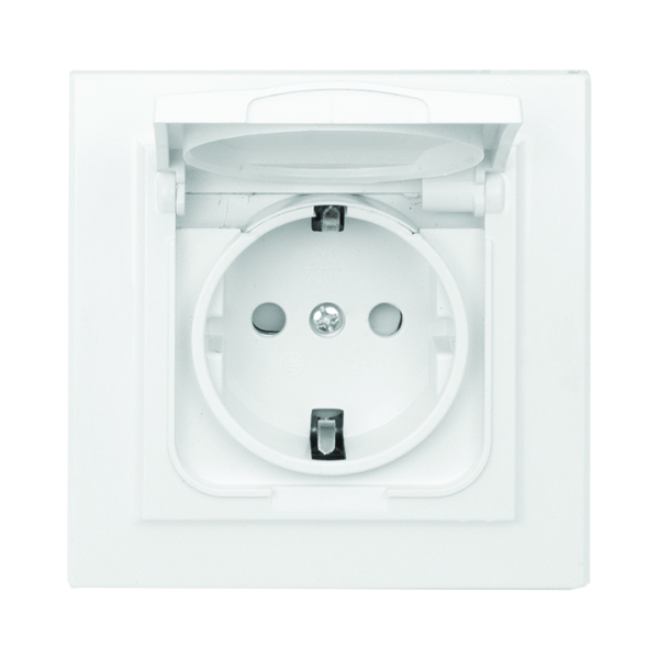 Евророзетка 1СП белая Минск Basicс з/шт. крышка 16А IP44 ERR16-029-100-44 EKF 629611