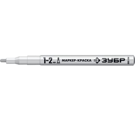 Маркер краска 1мм белый круглый (1уп-12шт) ЗУБР МК-200 ПРОФ 06326-8