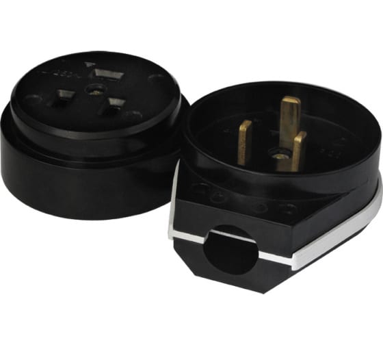 Разьем штепсельный 32А/250В с з/к 3-х штырьк. для эл.плит бел/чер 340017/340025/340024