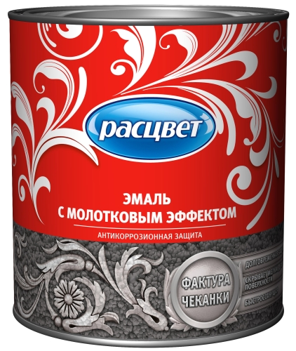 Эмаль алкидно-стирольная молотковая коричневая 0,8кг Расцвет (1уп-6шт) 3376 