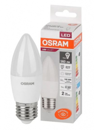 Лампа с/д Е27  7,0W 4000К 560Лм свеча 4058075579477 OSRAM