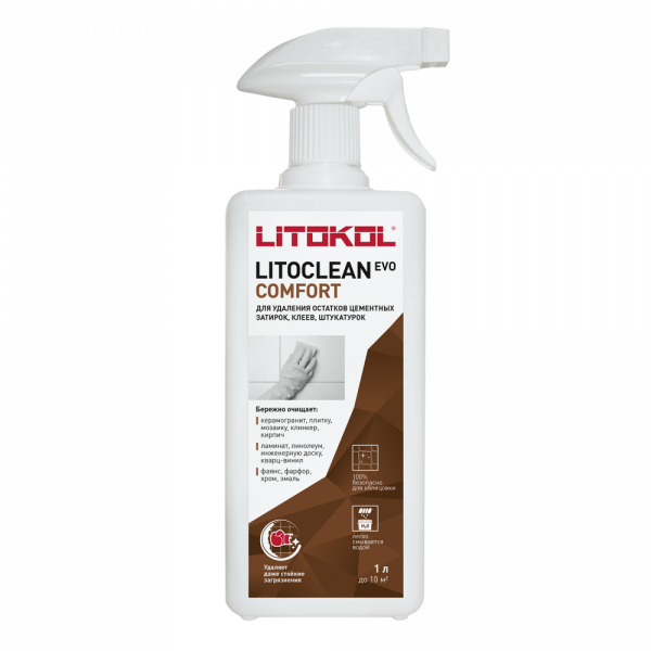 Состав для удаления остатков цементных раст. 1л LITOCLEAN КОМФОРТ ЭВО LITOKOL