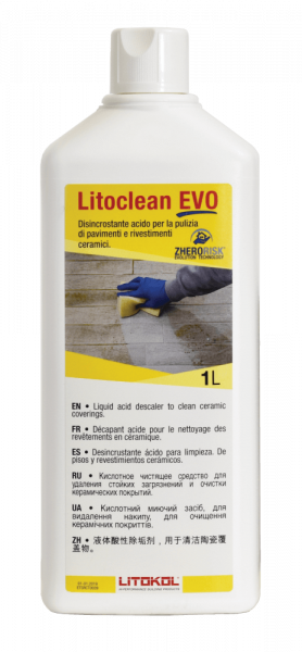 Состав для удаления остатков цементных раст. кислотный 1л LITOCLEAN EVO LITOKOL