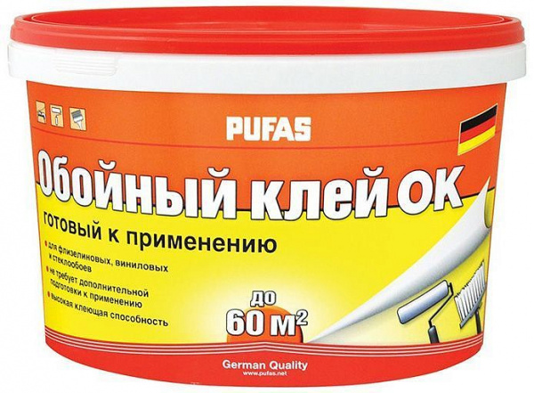 Клей для обоев флизелиновых, виниловых, стеклообоев 10кг Пуфас