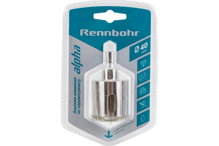 Коронка алмазная 40мм с центр.сверлом гранит/керамика Rennbohr 676240