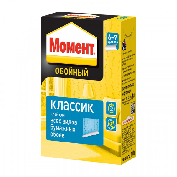 Клей для обоев бумажных 200г Момент Классик (1уп-24шт) 
