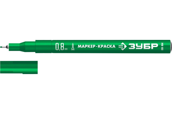 Маркер краска 0,8мм зеленый экстратонкий ЗУБР МК-80 Профессионал 06324-4