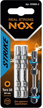 Насадки-биты TORX 30 60мм NOX E6.3 (1уп-2шт) impact STRIKE 333060-2