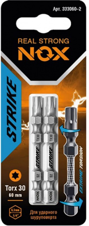 Насадки-биты TORX 30 60мм NOX E6.3 (1уп-2шт) impact STRIKE 333060-2
