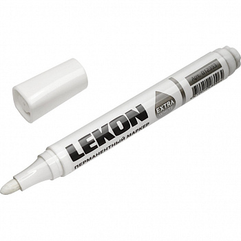 Маркер перманентный LEKON Extra White, белый (1уп-10шт) 012393