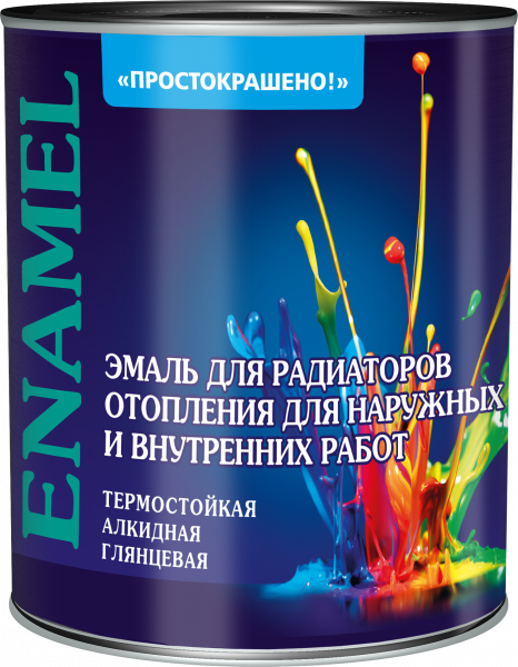 Эмаль для радиаторов алкидная 0,9кг Простокрашено (1уп-14шт) 1913 
