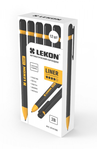 Карандаш автомат. строительный Lekon Liner стержень 0,9*1,8мм черный (1уп-12шт) 014100
