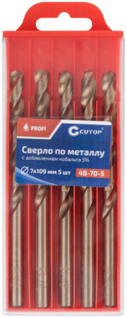 Сверло по металлу  7,0х109мм Cutop Profi с кобальтом 5% (1уп-5шт) 48-70-5