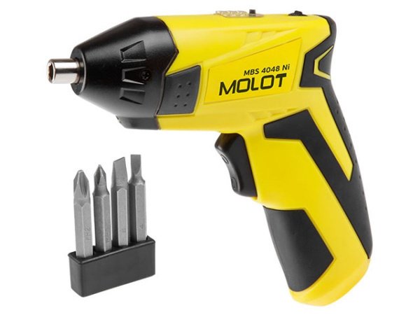Шуруповерт акк. MOLOT MBS 4048 Ni + наб.бит 4.8 В, 3Нм.0.6А/ч Ni-Cd, 1скор MBS4048Ni00011