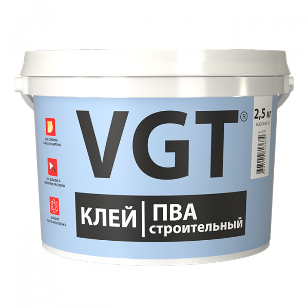 Клей ПВА строительный 2,5кг ВГТ (1уп-4шт) 6167 