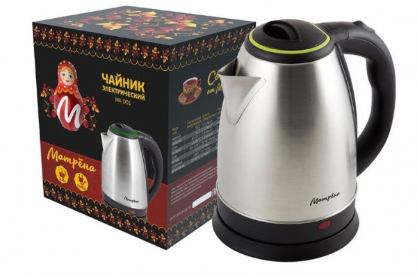 Чайник нерж. 1500Вт 1,8л МАТРЕНА МА-001