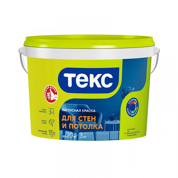 Краска для потолка латексная 3кг Текс 5028