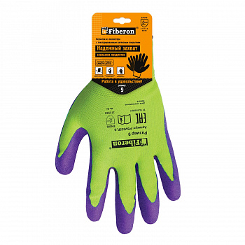 Перчатки полиэстер  покрытие Sandy Latex р9(L) Суперкомфортные Fiberon PR-SL181