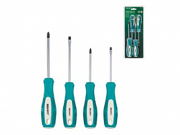 Набор отверток  4шт (SL4х75,SL5х100,PH1х75,PH2х100) ВОЛАТ 2к ручка Anti-Slip 17085-04