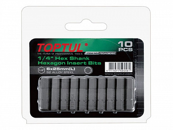 Насадки-биты Hex-4 25мм 1/4" (1уп-10шт) TOPTUL FSDA0804G