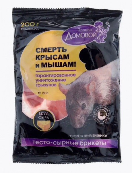 Брикет от грызунов со вкусом сыр 200г Домовой (1уп-24шт) Г103