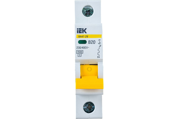 Автоматич. выключатель 1п 4,5кА ВА47-29-20А IEK 700165 (1уп-12шт)