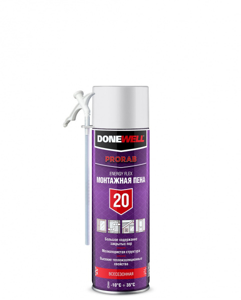 Пена монтажная бытовая всесезонная 650мл DONEWELL ENERGY FLEX 20 DPH06U20 (1уп-12шт)