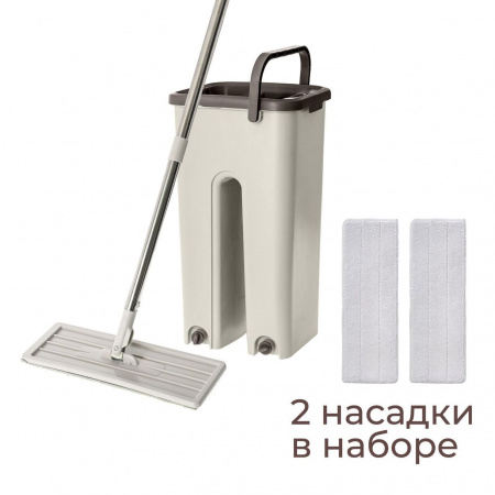 Швабра плоская с ведром для отжима "Лайт" Home Queen 77448