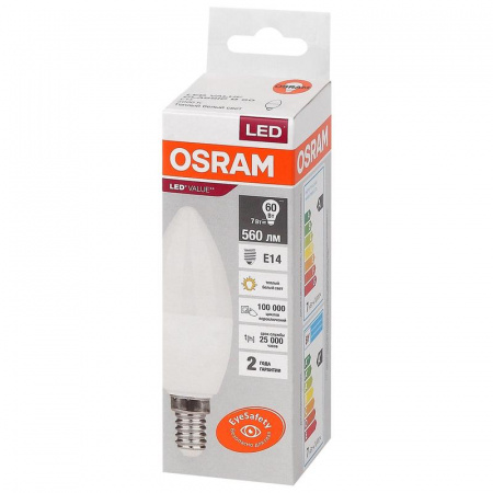 Лампа с/д Е14  7,0W 3000К 560Лм свеча 4058075578883 OSRAM