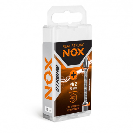 Насадки-биты PH-2  70мм NOX E6.3 (1уп-10шт) torsion STRONG 336270