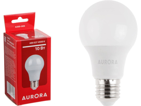 Лампа с/д Е27 10,0W 4500K 890Лм груша AURORA A200-005